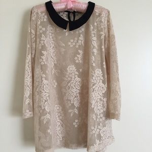 ZARA Lace Embroidered In Cream Color Blouse